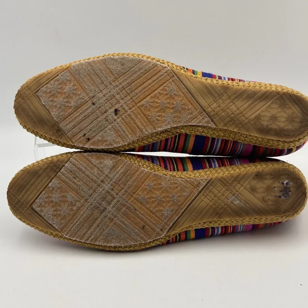 Marino Espadrille Flats Womens 7.5 SS Multi Color Striped Boho Summer Shoes‎